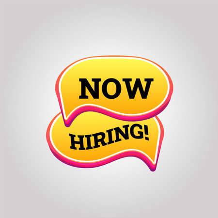 Now Hiring yellow Speech Bubble. Jobs recruitment design for companies. eps 10のイラスト素材