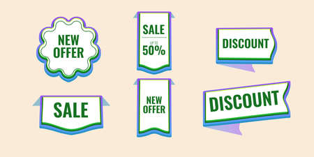 Set of sale banners in different shapes.のイラスト素材