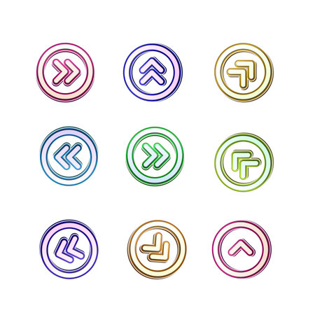 Arrow sign icon set. Simple circle shape internet button. Contemporary modern style. eps 10