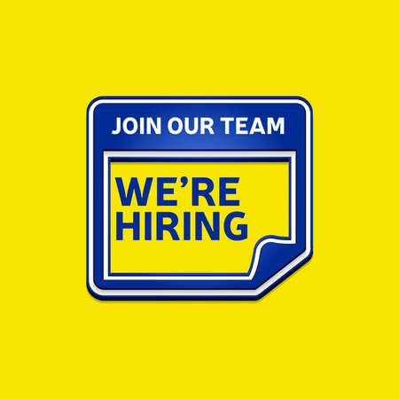 Hiring recruitment design poster. We are hiring brush lettering with geometric shapes. vector illustration. Open vacancy design template.のイラスト素材