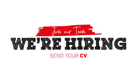 Hiring recruitment open vacancy design info label template. Business concept with text We Are Hiringのイラスト素材