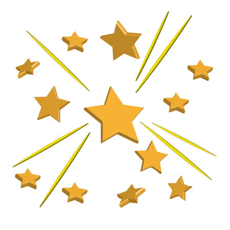 3d golden little bright stars set with variations. star backgroundのイラスト素材