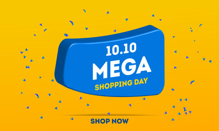 10.10 Mega Sale Day Poster or Flyer for Global Shopping Day - Vector Illustration