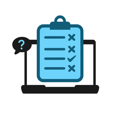 Online exam, checklist and pencil, taking test, choosing answer, questionnaire form, education concept, vector flat illustrationのイラスト素材