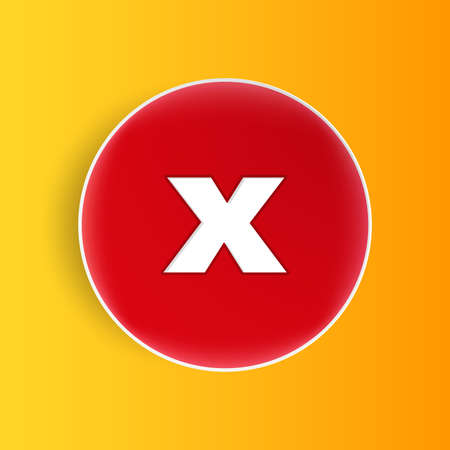 Red button with crossmark. 3d style vector illustrationのイラスト素材