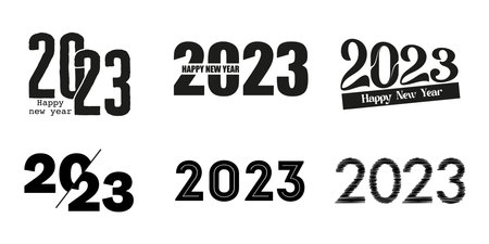 Big Set of 2023 Happy New Year logo text design. 2023 number design template. Collection of 2023 Happy New Year symbols.のイラスト素材