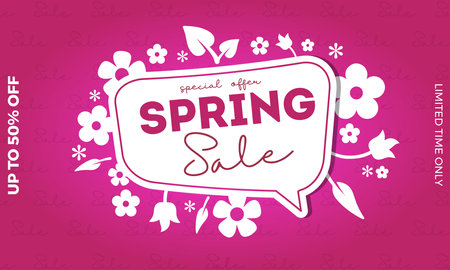 Spring sale banner with beautiful flower.Spring Sale Banner, Sale Poster, Sale Flyer,のイラスト素材