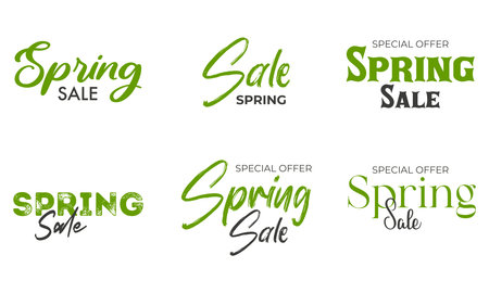Spring Sale set. Springtime season special offer commercial signsのイラスト素材