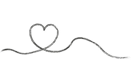 Heart Line Drawing. Heart one line drawing symbol of love.のイラスト素材