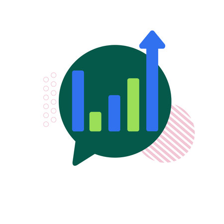 Growing bar graph illustration on Speech Bubble. Investment and financial growth concept.のイラスト素材