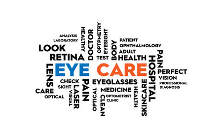 Eye Care word cloud background. Health awareness Vector illustration design concept.のイラスト素材