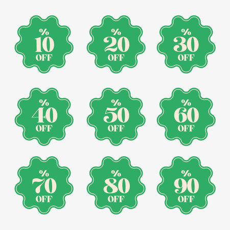 Set of green sale stickers and labels. Vector illustration for your designのイラスト素材