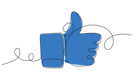 Continuous one simple single abstract line drawing thumbs up icon vector illustration conceptのイラスト素材