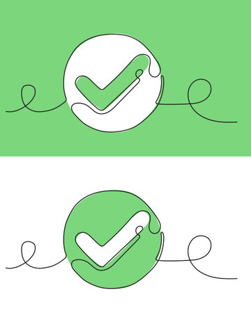 Check mark icon in line drawing style. Check mark vector illustration.のイラスト素材