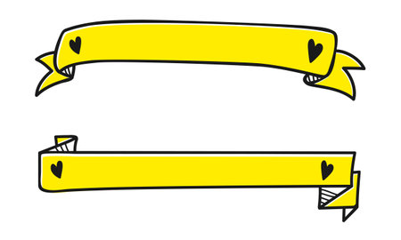 Set of vector ribbons with hearts and place for your text.のイラスト素材