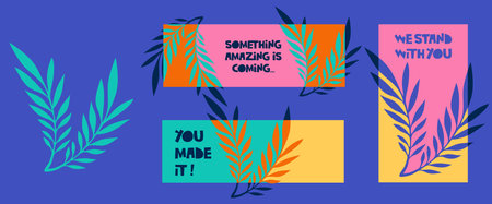 Modern Abstract Botanical Design with Motivational Quotesのイラスト素材