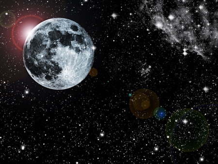 abstract moon with sunrise in space