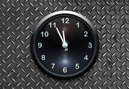clock on metal wall