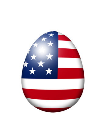 usa flag egg isolated over white backgroundの写真素材