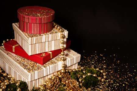 christmas gifts over dark background