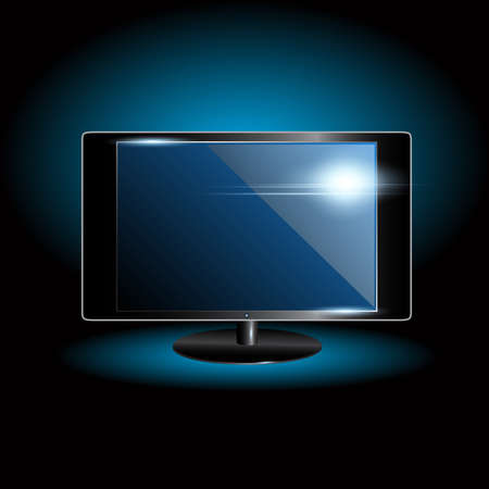 tv flat screen over dark backgroundのイラスト素材