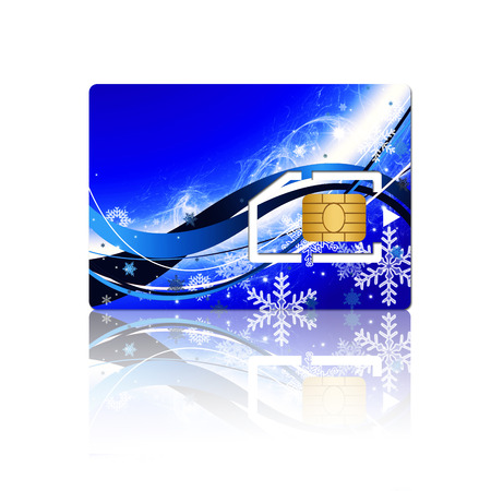 christmas sim card with chip isolated over white backgroundの写真素材