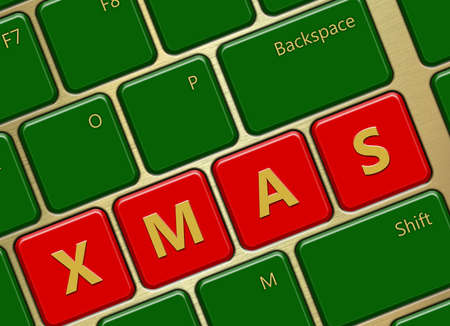 closeup of computer keyboard with xmas buttonsの写真素材