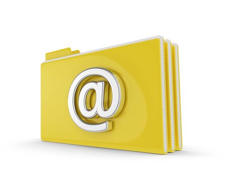 3d folders with email symbol isolated over white backgroundの写真素材
