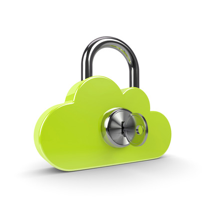 3d cloud padlock isolated over white background. Safe data storage concept.の写真素材
