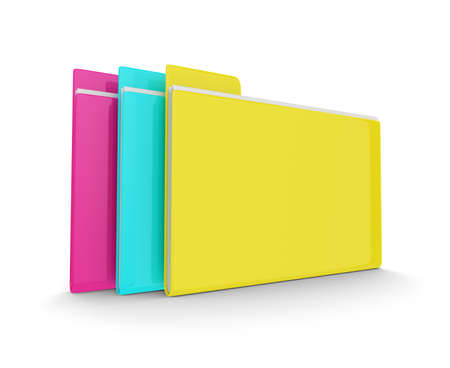 3d colorful folders isolated over white background. Data storage concept.の写真素材