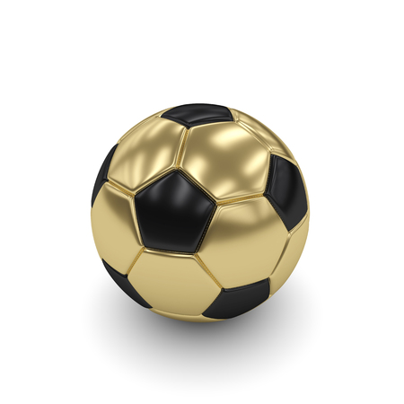 3D rendered golden ball isolated on white backgroundの写真素材