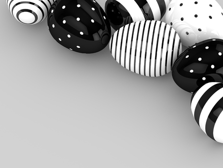 3d rendering of Easter eggs with empty space for text over gray backgroundの写真素材