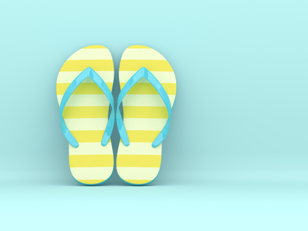 3d render of flip flops over light blue background with place for textの写真素材