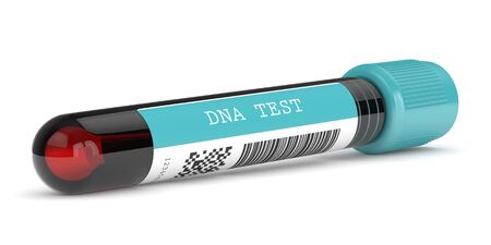3d render of DNA test tube isolated over white backgroundの写真素材
