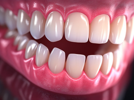 Closeup of human jaw with teeth. Generative AI.の素材