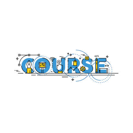 Course flat line design for banner or websiteのイラスト素材