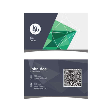 Green abstract low poly Business card for technology companyのイラスト素材