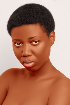 Young beautiful African Nigerian Lagos Girl with a sexy lips portraitの写真素材