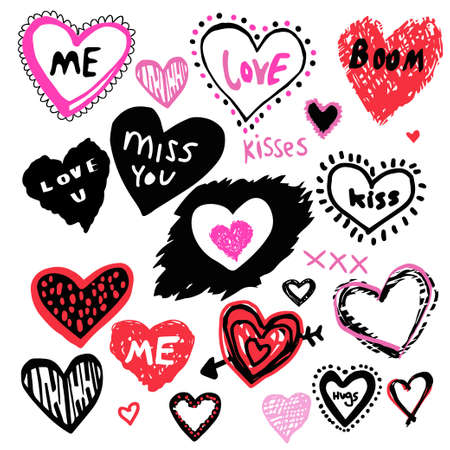 vector hearts sketches.のイラスト素材