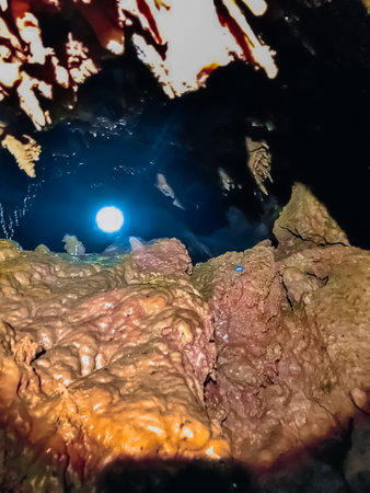 The natural cave is narrowの写真素材