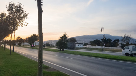 Sunset view from the lower part of the cityの写真素材