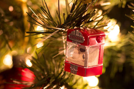 Snowman Popcorn Machine Ornamentの写真素材