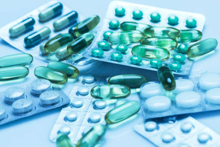 Close up of lot different pills の写真素材