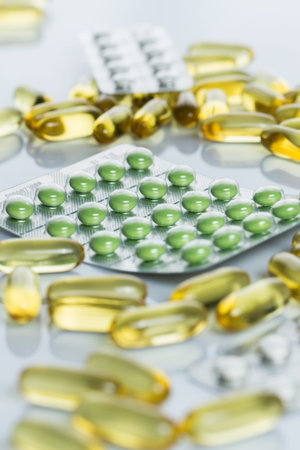 Close up of lot different pills 