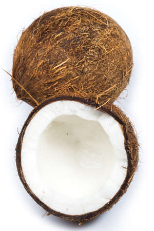 Fresh coconuts on white backgroundの写真素材