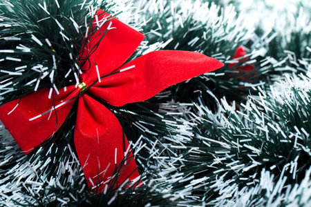 Close up of red christhmas bowの写真素材
