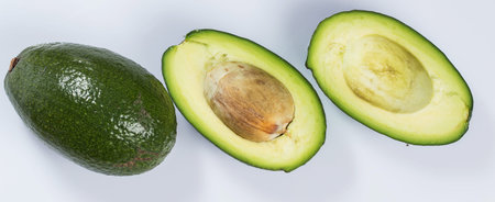 Close up image of fresh and green avocado 