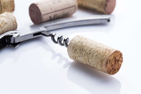 Close up of corkscrew with corkの写真素材
