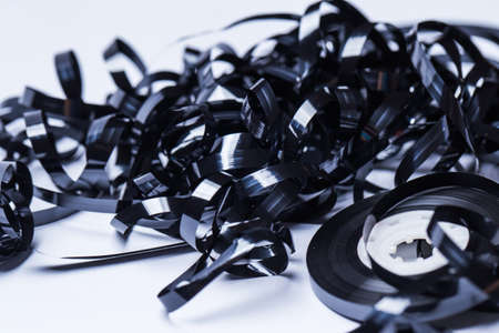 Close up of magnetic audio tape reel の写真素材