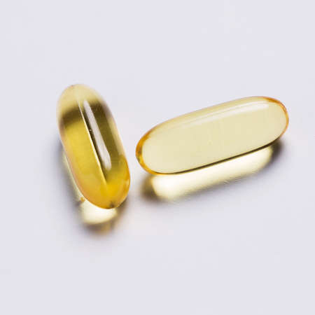 Close up of fish oil capsulesの写真素材
